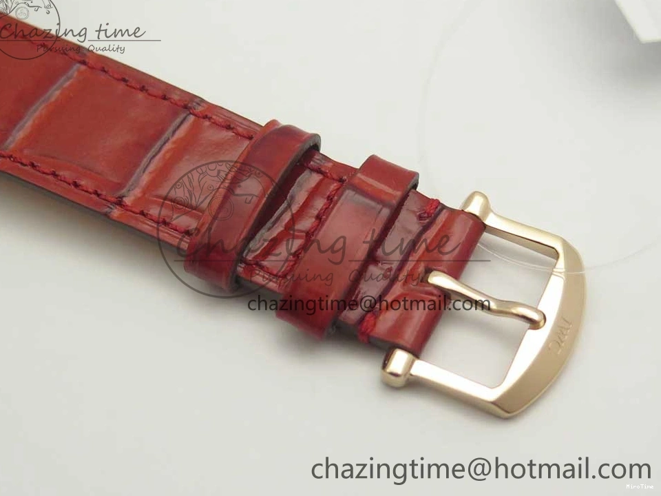 MIROTIME 0319 Portofino IW458101 RG MK 1:1 Best Edition Silver Dial On Red Leather Strap MIYOTA FashionForward 7162